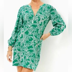 NWOT Lilly Pulitzer Sz XL Emery Dress Fiddle Leaf Green Safari